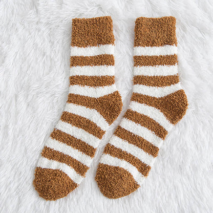 Soft Wide Stripes Quarter Socks(5 Pairs) - Orange - EU39-44(US6-10) - image 10