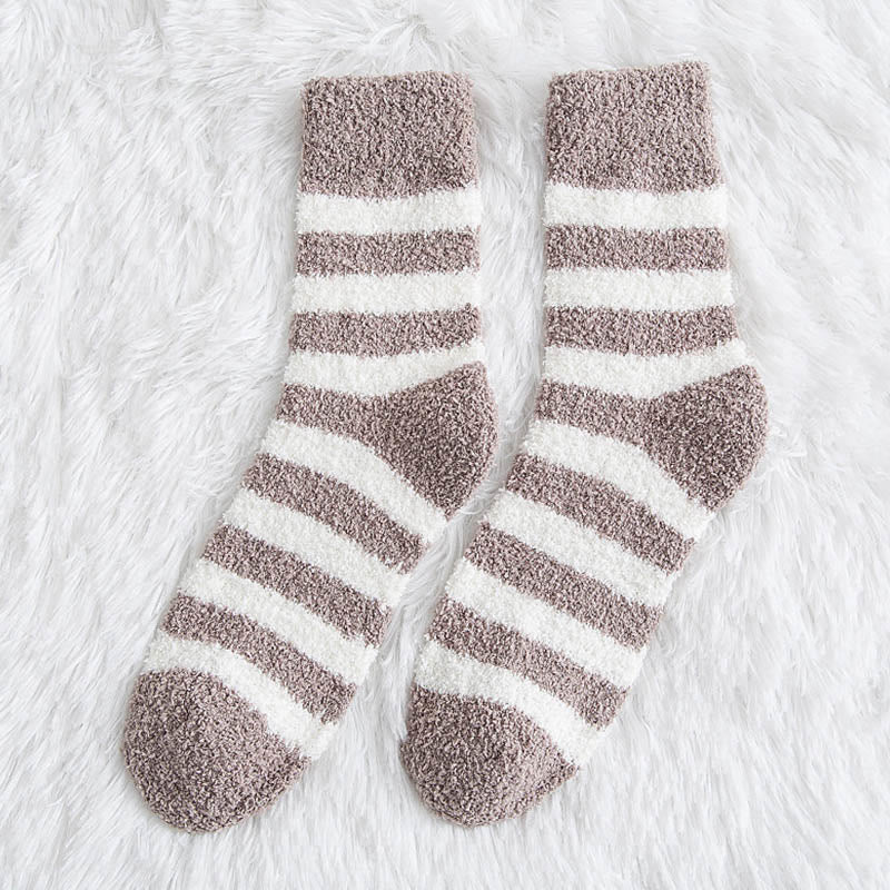 Soft Wide Stripes Quarter Socks(5 Pairs) - Khaki - EU39-44(US6-10) - image 9