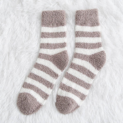 Soft Wide Stripes Quarter Socks(5 Pairs) - Khaki - EU39-44(US6-10) - image 9