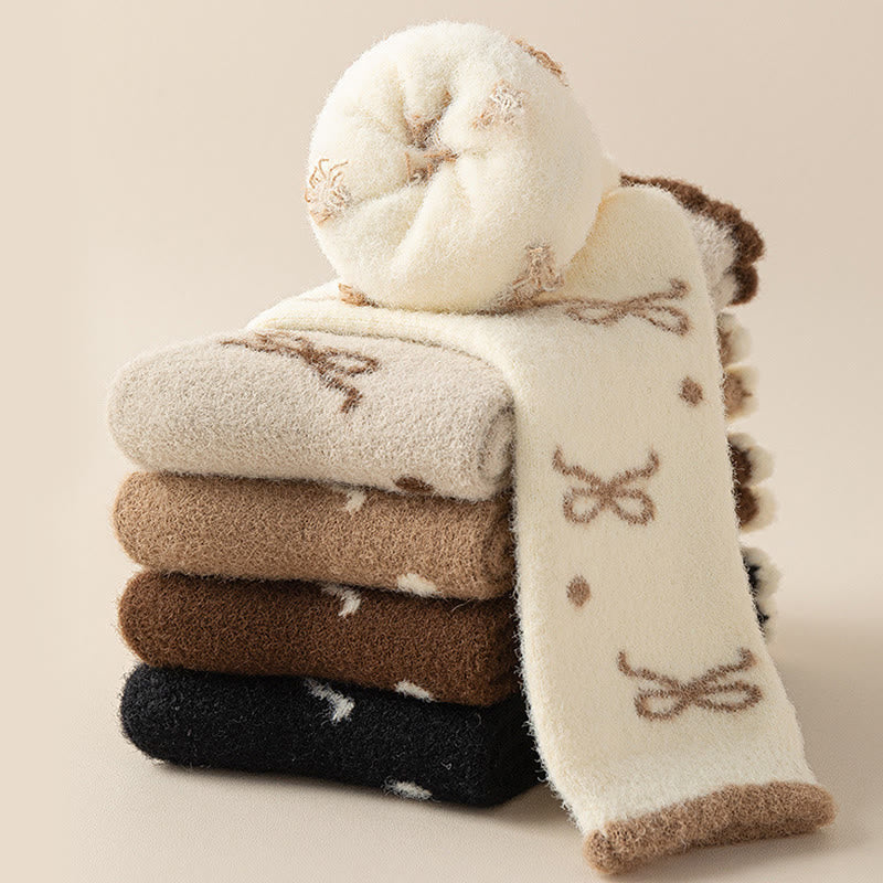 Warm Bow Tie Quarter Socks(5 Pairs) - Multicolor - EU36-40(US3-7) - image 10