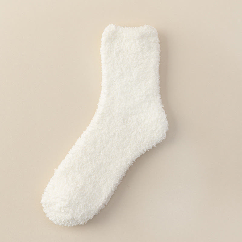 Solid Color Coral Fleece Quarter Socks(6 Pairs) - White - EU39-44(US6-10) - image 7