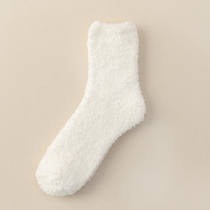 Solid Color Coral Fleece Quarter Socks(6 Pairs) - White - EU39-44(US6-10) - image 7