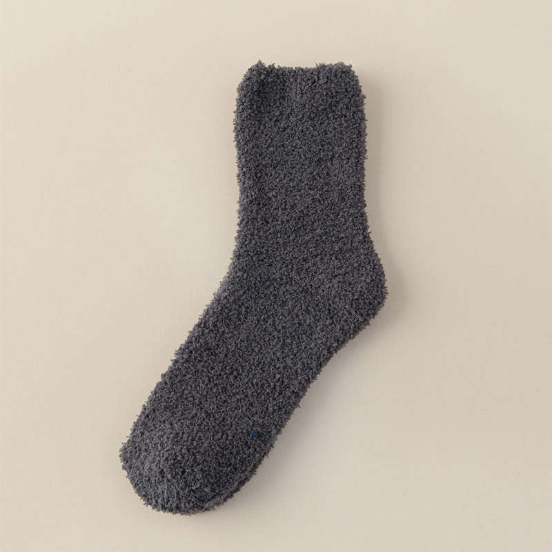 Solid Color Coral Fleece Quarter Socks(6 Pairs) - Grey - EU39-44(US6-10) - image 8