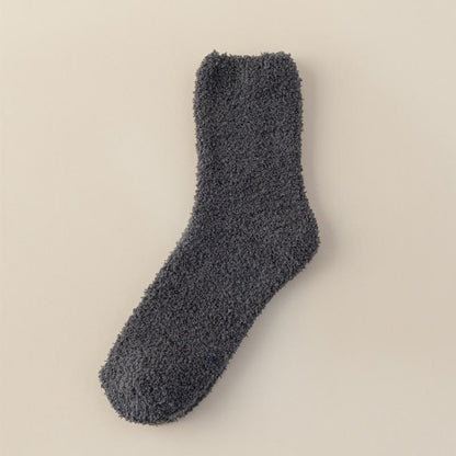 Solid Color Coral Fleece Quarter Socks(6 Pairs) - Grey - EU39-44(US6-10) - image 8