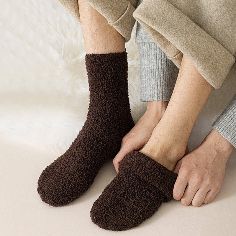 Solid Color Coral Fleece Quarter Socks(6 Pairs) - image 4