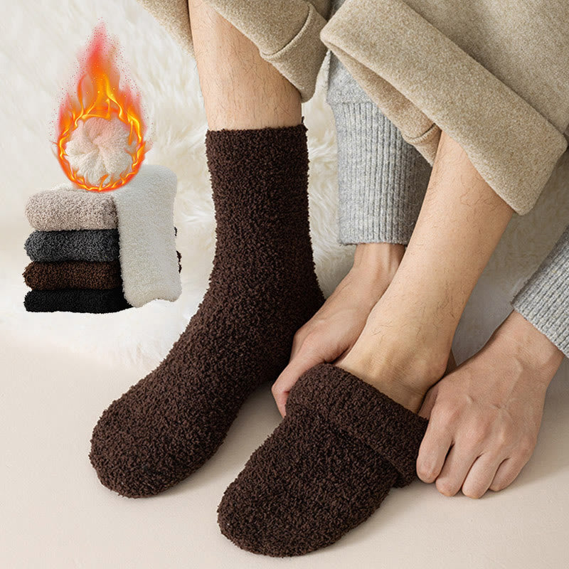 Solid Color Coral Fleece Quarter Socks(6 Pairs) - image 0