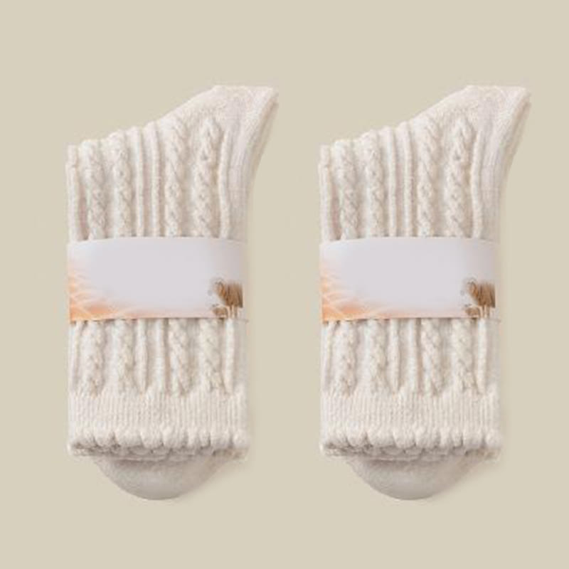 Plush Soft Quarter Socks(3 Pairs) - Beige - EU36-40(US3-7) - image 14