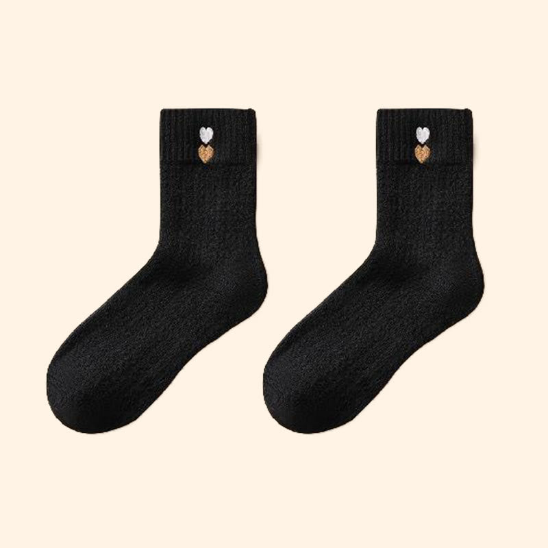 Heart Pattern Quarter Socks(3 Pairs) - Black - EU36-40(US3-7) - image 14