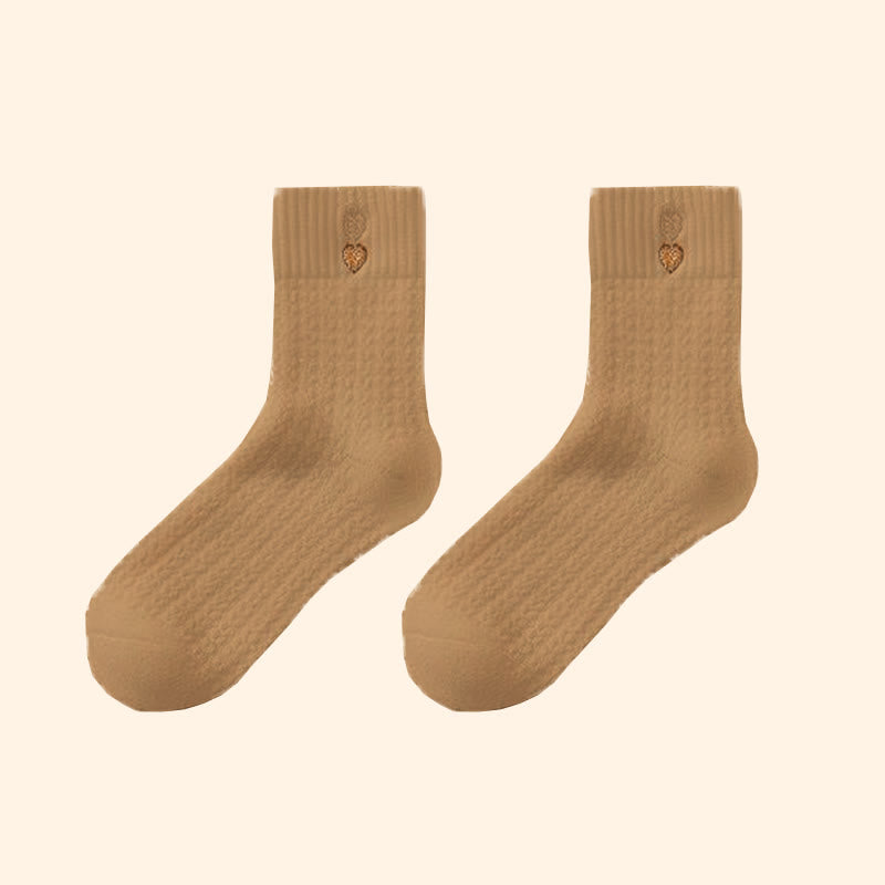 Heart Pattern Quarter Socks(3 Pairs) - Coffee - EU36-40(US3-7) - image 11
