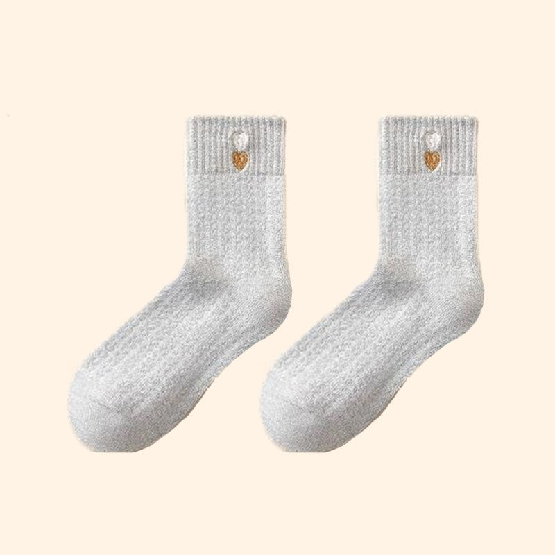 Heart Pattern Quarter Socks(3 Pairs) - Grey - EU36-40(US3-7) - image 15