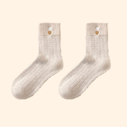 Heart Pattern Quarter Socks(3 Pairs) - Beige - EU36-40(US3-7) - image 12