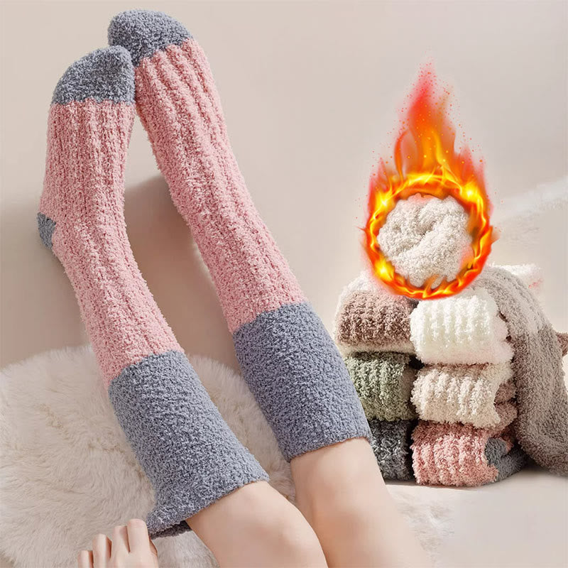 Plush Fleece Knee High Sleep Socks(4 Pairs) - image 0