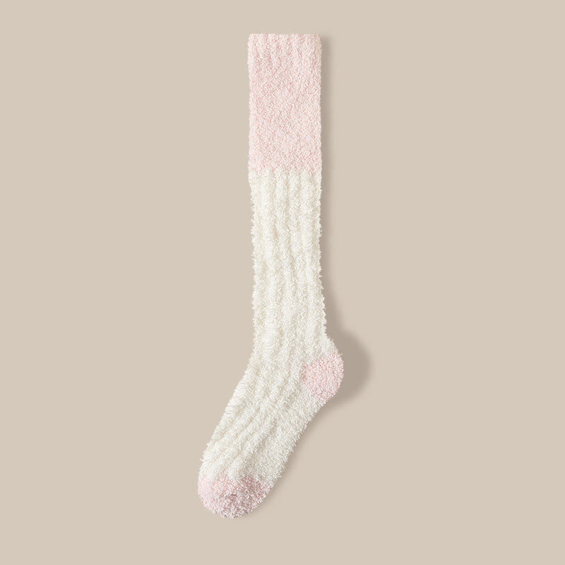 Plush Fleece Knee High Sleep Socks(4 Pairs) - White - EU36-40(US3-7) - image 11