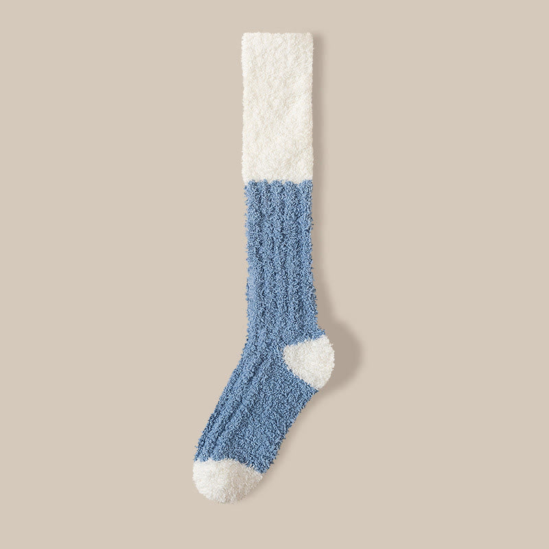 Plush Fleece Knee High Sleep Socks(4 Pairs) - Blue - EU36-40(US3-7) - image 22