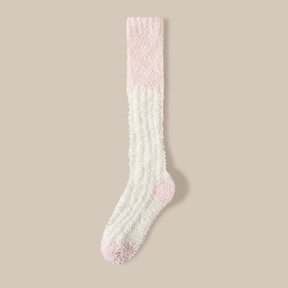 Plush Fleece Knee High Sleep Socks(4 Pairs) - White - EU36-40(US3-7) - image 11