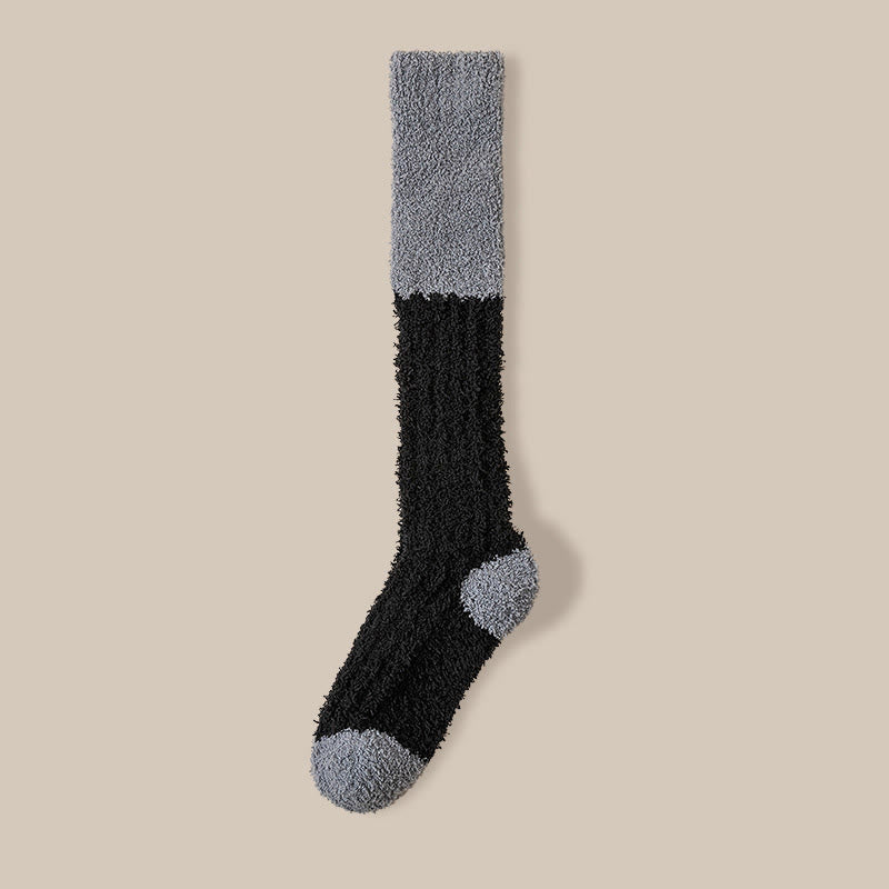 Plush Fleece Knee High Sleep Socks(4 Pairs) - Black - EU36-40(US3-7) - image 12