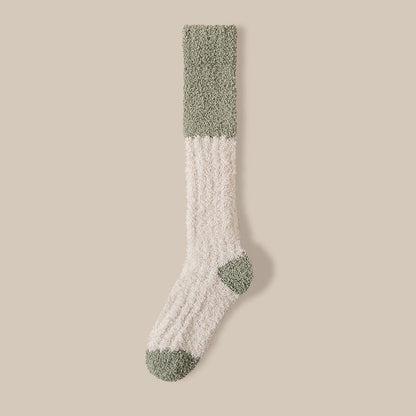 Plush Fleece Knee High Sleep Socks(4 Pairs) - Oatmeal - EU36-40(US3-7) - image 19