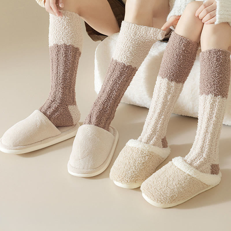 Plush Fleece Knee High Sleep Socks(4 Pairs) - image 1