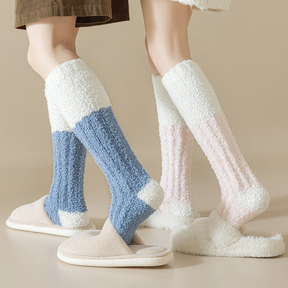 Plush Fleece Knee High Sleep Socks(4 Pairs) - image 3