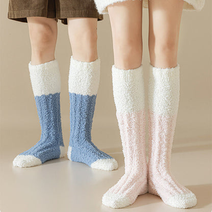 Plush Fleece Knee High Sleep Socks(4 Pairs) - image 2