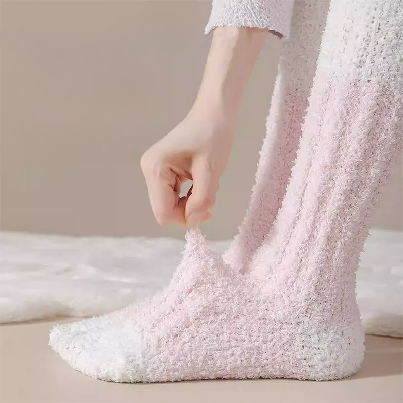 Plush Fleece Knee High Sleep Socks(4 Pairs) - image 7