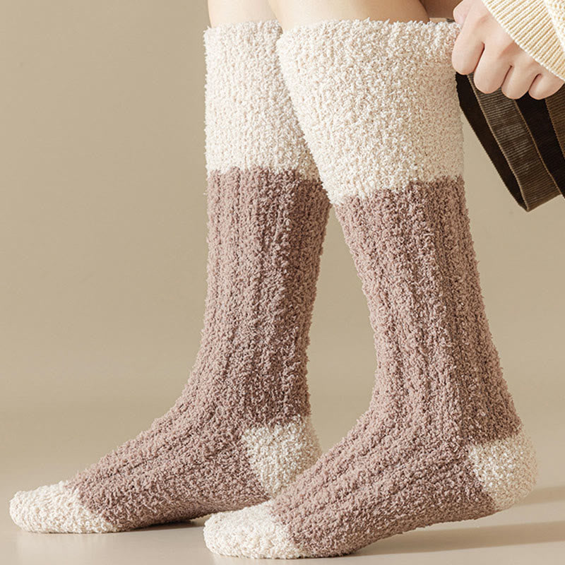 Plush Fleece Knee High Sleep Socks(4 Pairs) - image 5
