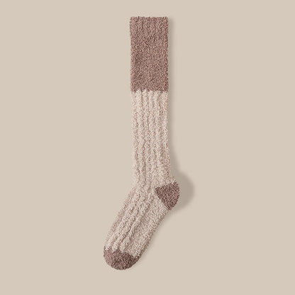 Plush Fleece Knee High Sleep Socks(4 Pairs) - Apricot - EU36-40(US3-7) - image 17