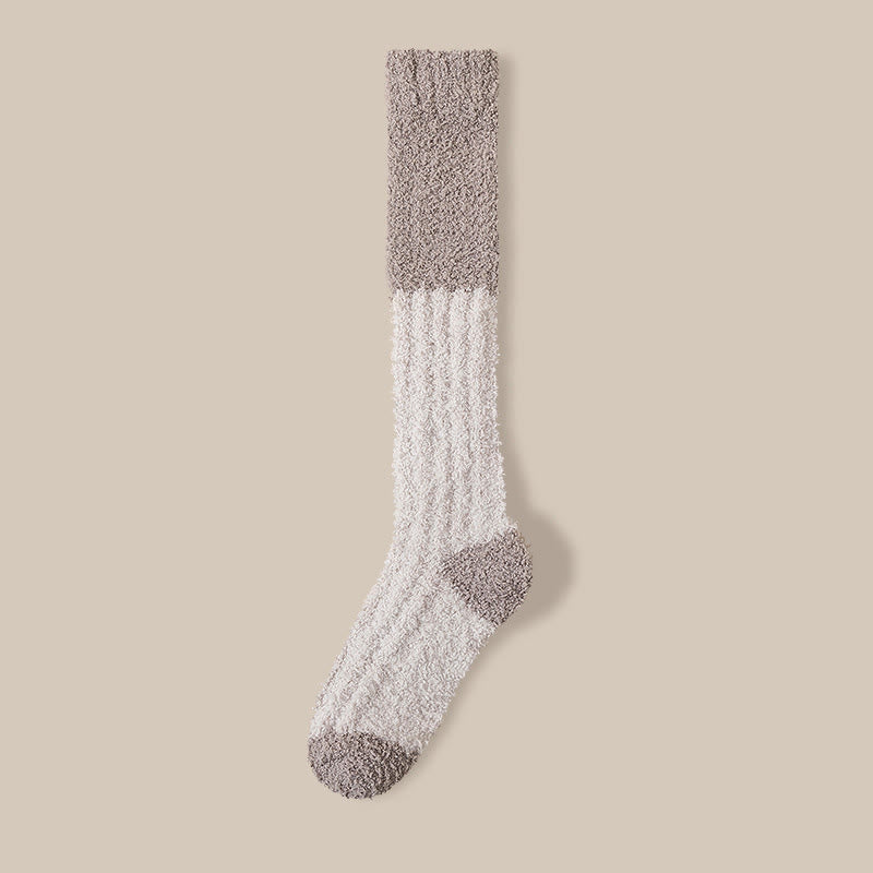 Plush Fleece Knee High Sleep Socks(4 Pairs) - Camel - EU36-40(US3-7) - image 20