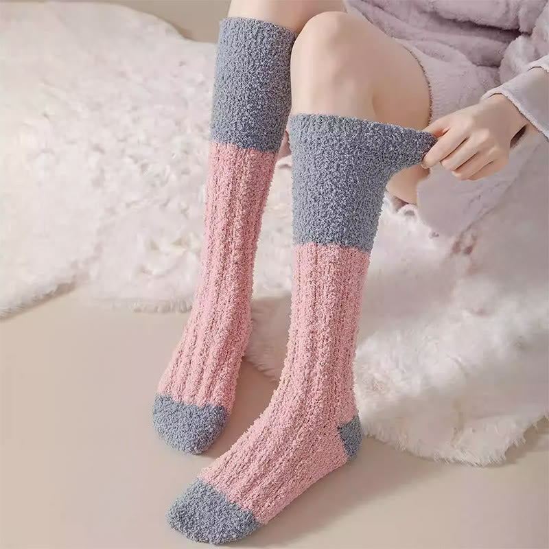 Plush Fleece Knee High Sleep Socks(4 Pairs) - image 4