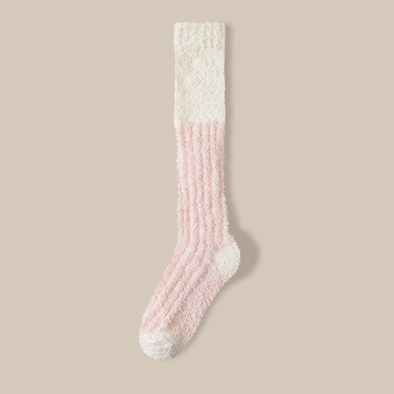 Plush Fleece Knee High Sleep Socks(4 Pairs) - Light Pink - EU36-40(US3-7) - image 13