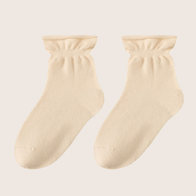 Double Sided Fleece Sleep Socks(3 Pairs) - Beige - EU36-40(US3-7) - image 13