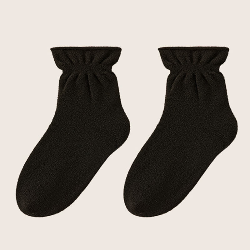 Double Sided Fleece Sleep Socks(3 Pairs) - Black - EU36-40(US3-7) - image 14