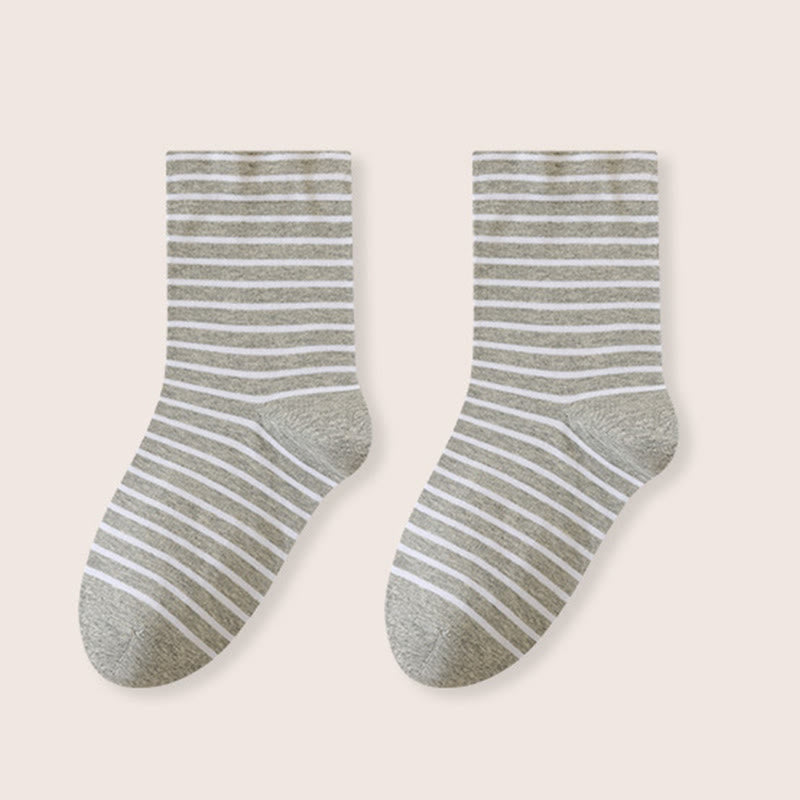 Stripe Pure Cotton Sleep Socks(3 Pairs) - Light Gray - EU39-46(US6-12) - image 15