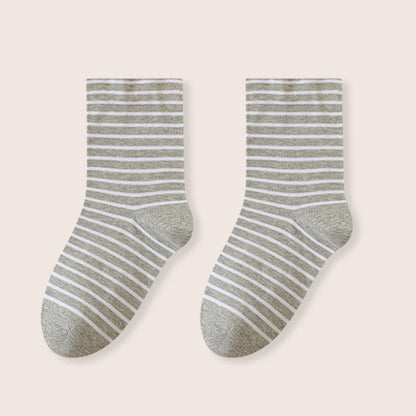 Stripe Pure Cotton Sleep Socks(3 Pairs) - Light Gray - EU39-46(US6-12) - image 15