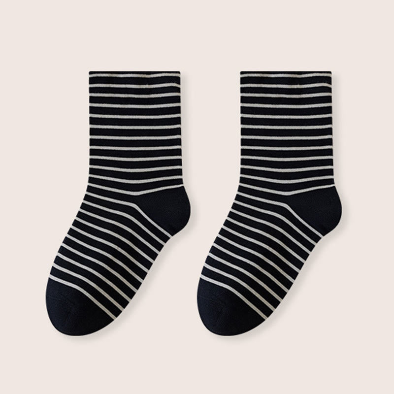 Stripe Pure Cotton Sleep Socks(3 Pairs) - Black - EU39-46(US6-12) - image 13