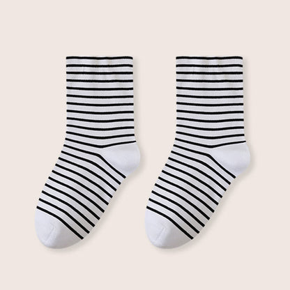 Stripe Pure Cotton Sleep Socks(3 Pairs) - White - EU39-46(US6-12) - image 14