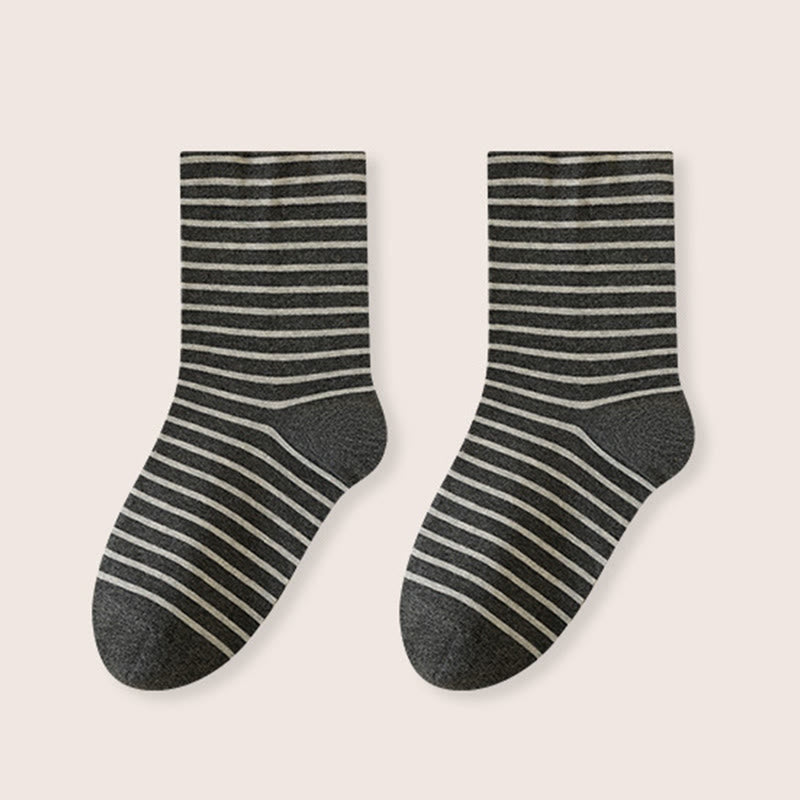 Stripe Pure Cotton Sleep Socks(3 Pairs) - Dark Grey - EU39-46(US6-12) - image 18