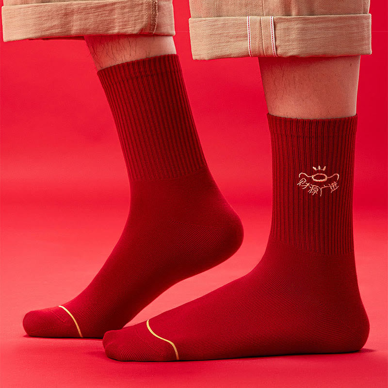 New Year Embroidery Quarter Socks(5 Pairs) - image 6