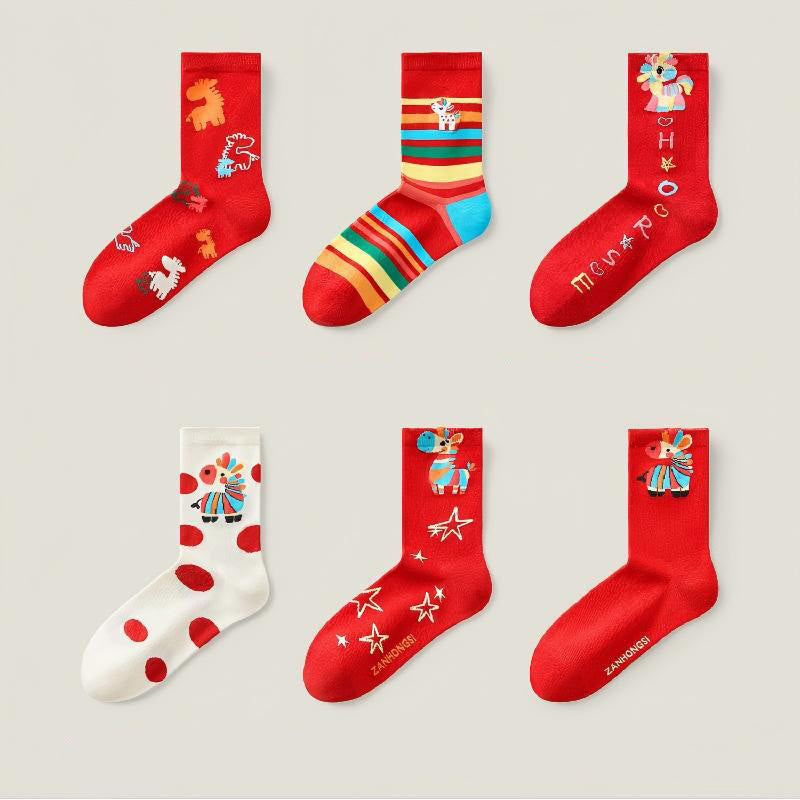 Rainbow Horse Quarter Socks(6 Pairs) - Multicolor - EU36-40(US3-7) - image 10