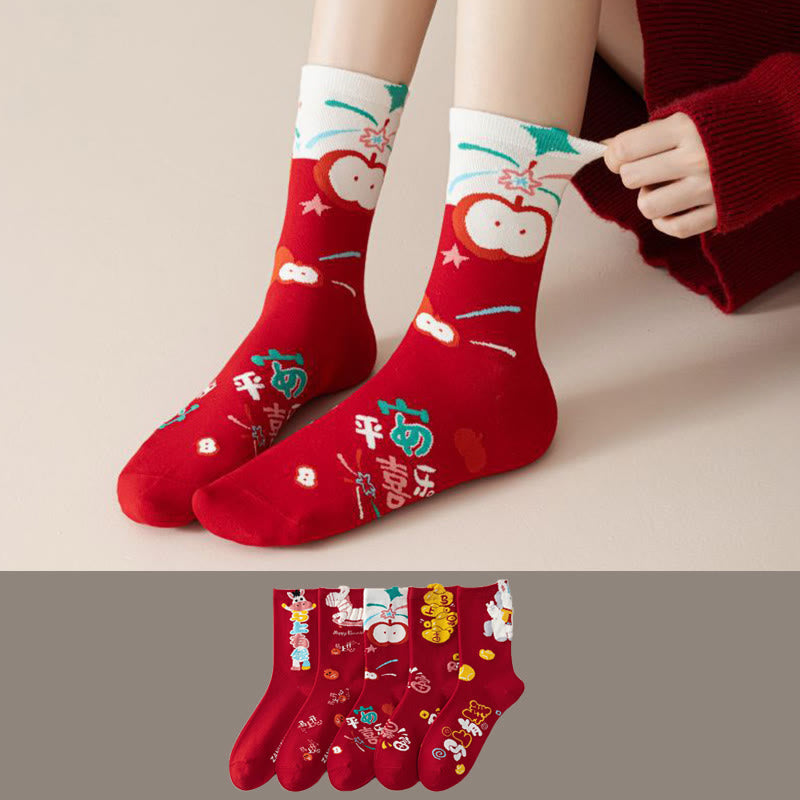 New Year Best Wishes Quarter Socks(5 Pairs) - image 0