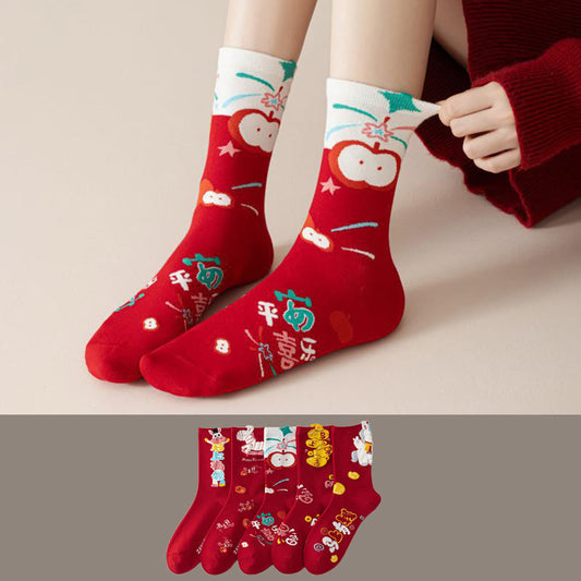 New Year Best Wishes Quarter Socks(5 Pairs) - image 0