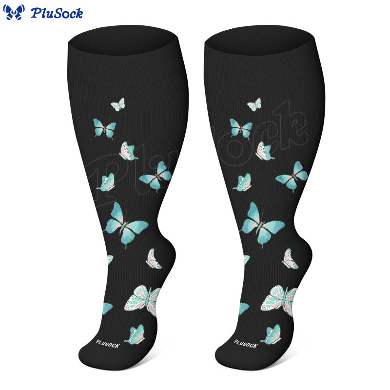 Plus Size  Butterfly Print Compression Socks(3 Pairs) - image 9