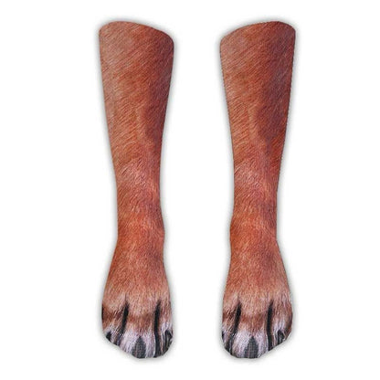 3D Dog Paws Quarter Socks(2 Pairs) - Brown - EU38-44(US5-10) - image 1