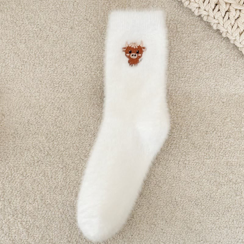 Cartoon Cow Quarter Socks(5 Pairs) - White - EU36-42(US3-8.5) - image 5