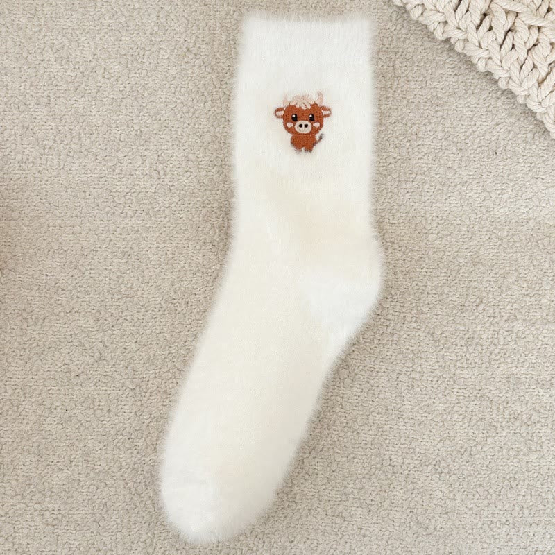 Cartoon Cow Quarter Socks(5 Pairs) - Beige - EU36-42(US3-8.5) - image 6