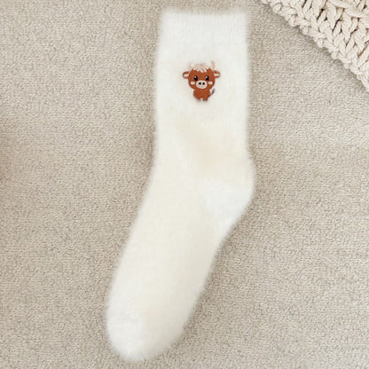 Cartoon Cow Quarter Socks(5 Pairs) - Beige - EU36-42(US3-8.5) - image 6