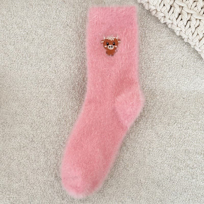Cartoon Cow Quarter Socks(5 Pairs) - Dark Pink - EU36-42(US3-8.5) - image 9