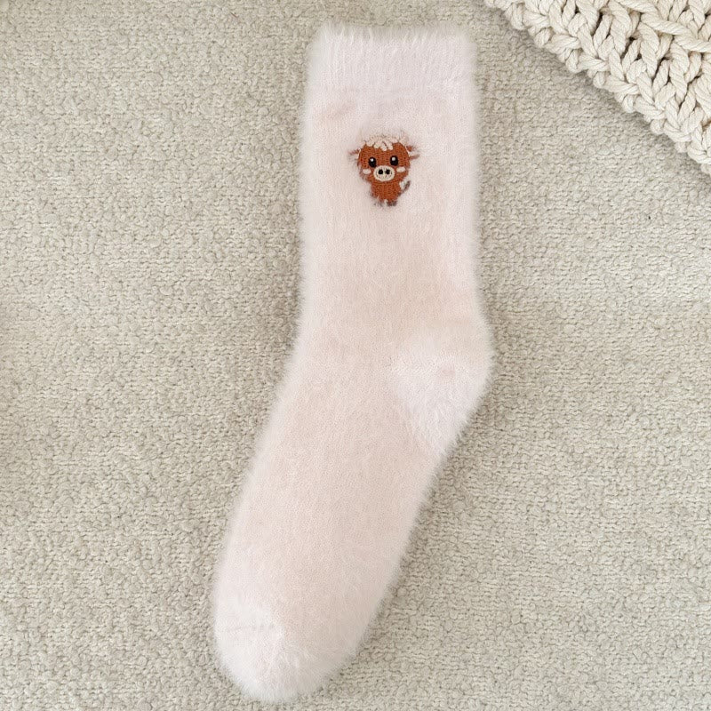 Cartoon Cow Quarter Socks(5 Pairs) - Pink - EU36-42(US3-8.5) - image 8