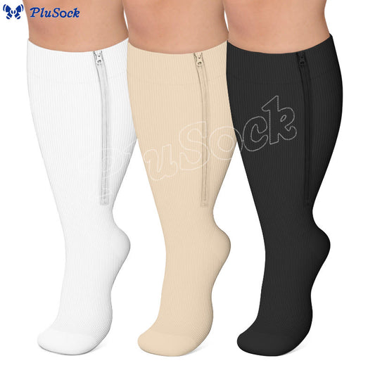 Plus Size Classic Zipper Compression Socks 2XL-7XL(3 Pairs) - image 0