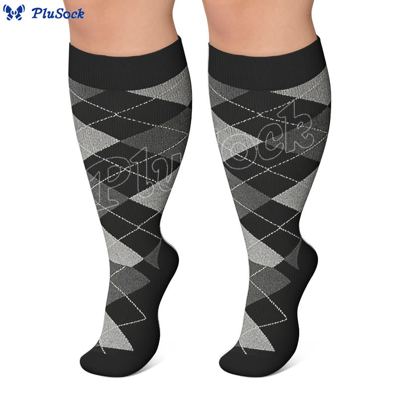 Plus Size Rhombus Compression Socks 2XL-7XL(3 Pairs) - image 10
